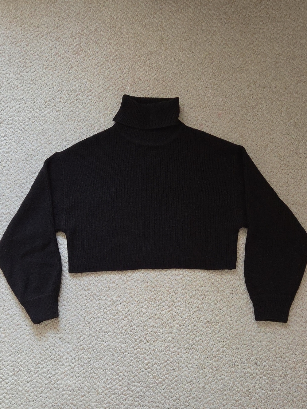 Cropped Black Turtleneck Sweater - Classic Cozy Staple